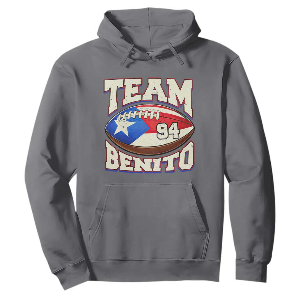 Team Benito Puerto Rico Football Pride Hoodie Number 94 Vintage Game Day Music Artist Fan TS02 S Charcoal Print Your Wear