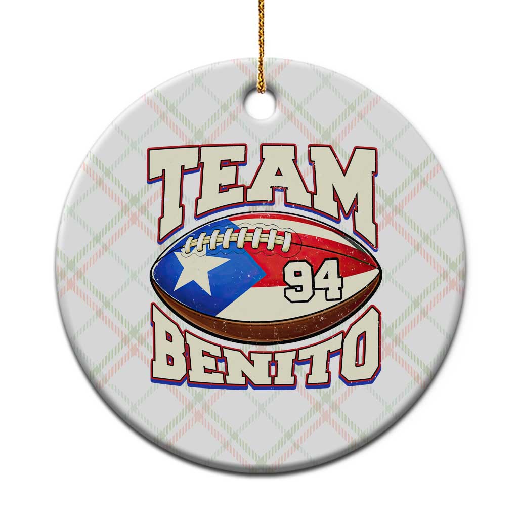 Team Benito Puerto Rico Football Pride Ceramic Ornament Number 94 Vintage Game Day Music Artist Fan TS02 1pc Christmas Plaid Print Your Wear