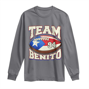 Team Benito Puerto Rico Football Pride Long Sleeve Shirt Number 94 Vintage Game Day Music Artist Fan TS02 Charcoal Print Your Wear