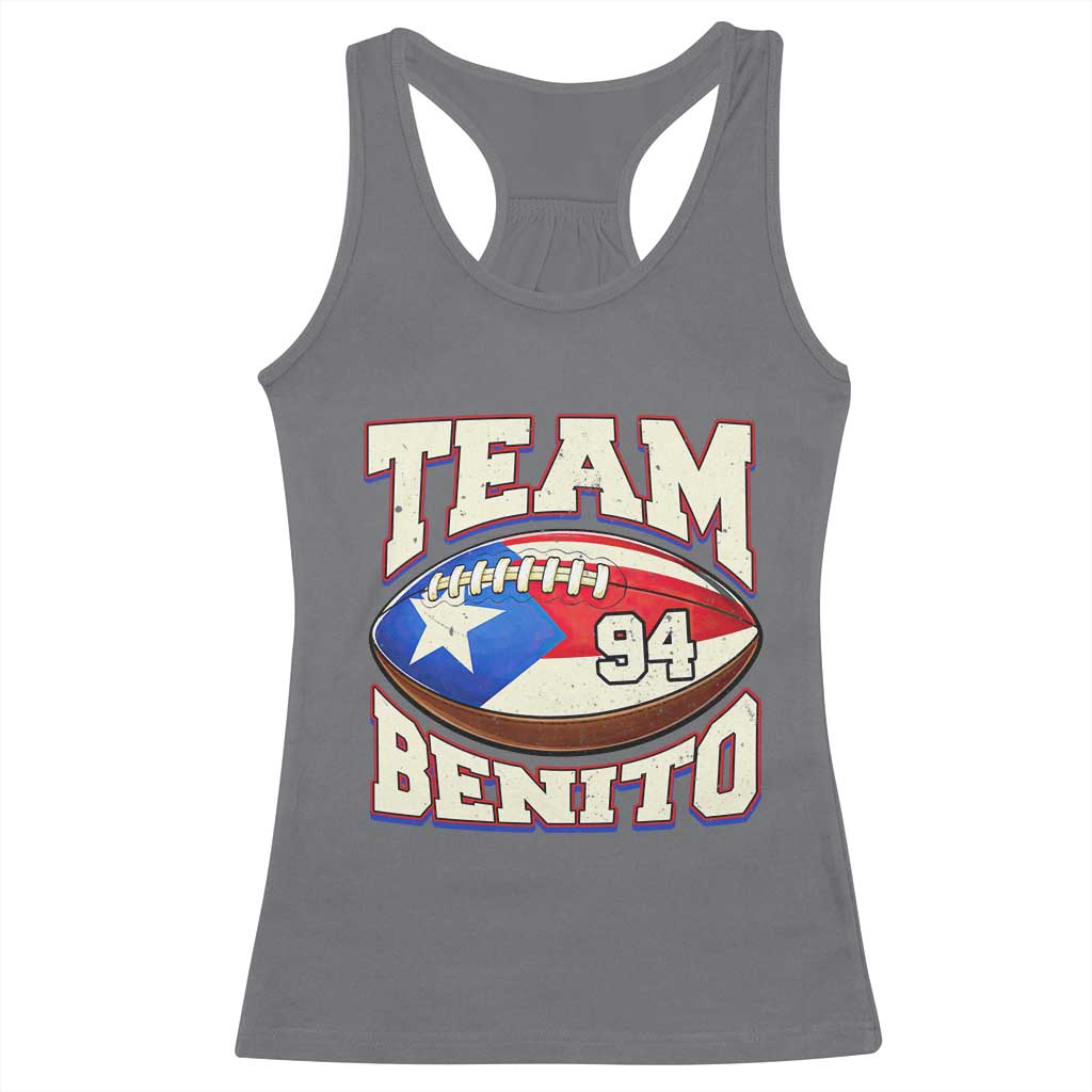 Team Benito Puerto Rico Football Pride Racerback Tank Top Number 94 Vintage Game Day Music Artist Fan TS02 Charcoal Print Your Wear
