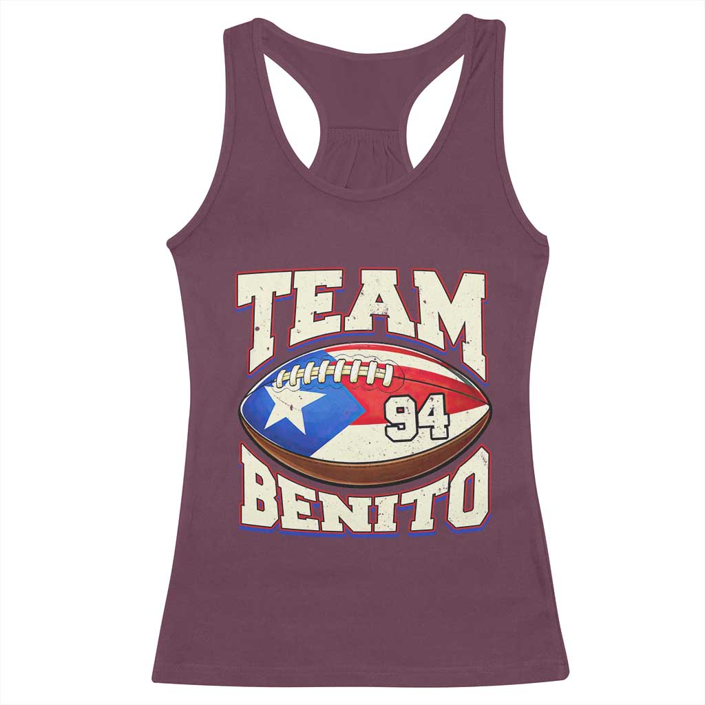 Team Benito Puerto Rico Football Pride Racerback Tank Top Number 94 Vintage Game Day Music Artist Fan TS02 Maroon Print Your Wear