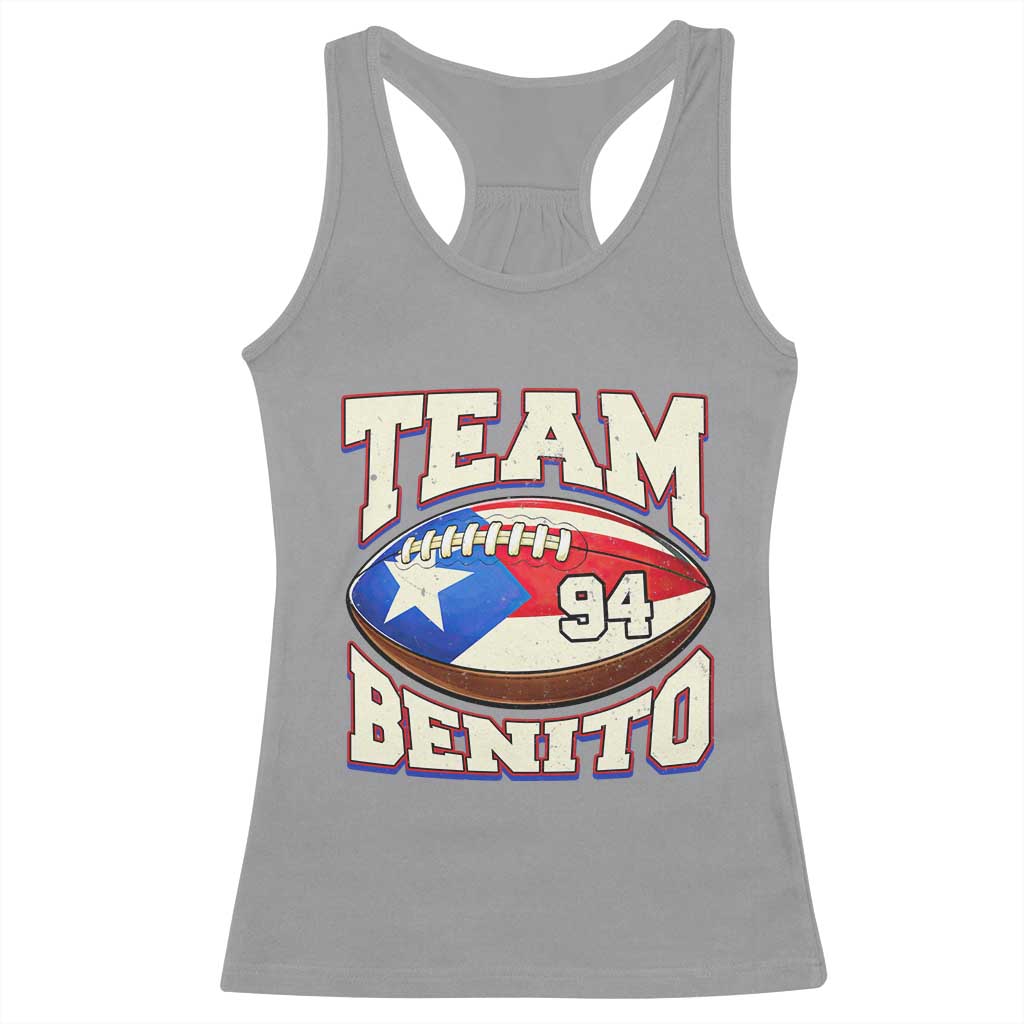 Team Benito Puerto Rico Football Pride Racerback Tank Top Number 94 Vintage Game Day Music Artist Fan TS02 Sport Gray Print Your Wear