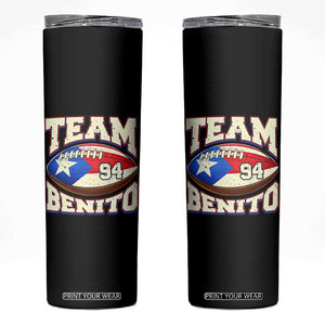 Team Benito Puerto Rico Football Pride Skinny Tumbler Number 94 Vintage Game Day Music Artist Fan TS02 Black Print Your Wear