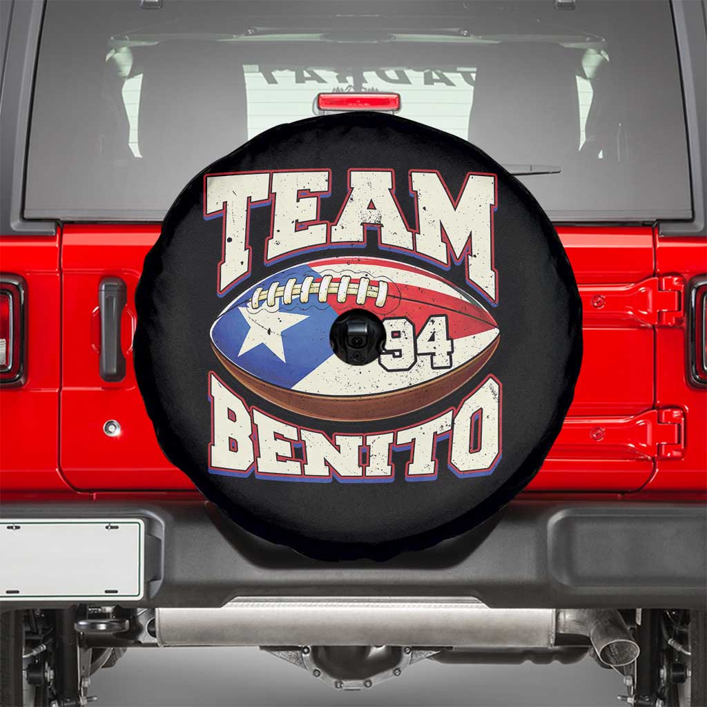Team Benito Puerto Rico Football Pride Spare Tire Cover Number 94 Vintage Game Day Music Artist Fan TS02 Black Print Your Wear