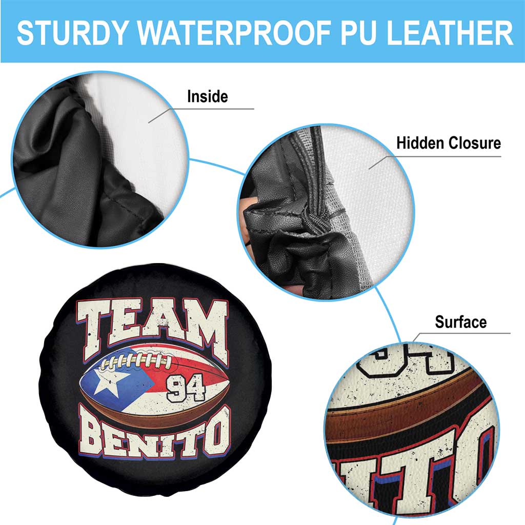 Team Benito Puerto Rico Football Pride Spare Tire Cover Number 94 Vintage Game Day Music Artist Fan TS02 Print Your Wear