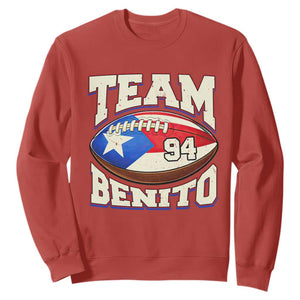 Team Benito Puerto Rico Football Pride Sweatshirt Number 94 Vintage Game Day Music Artist Fan TS02 Red Print Your Wear