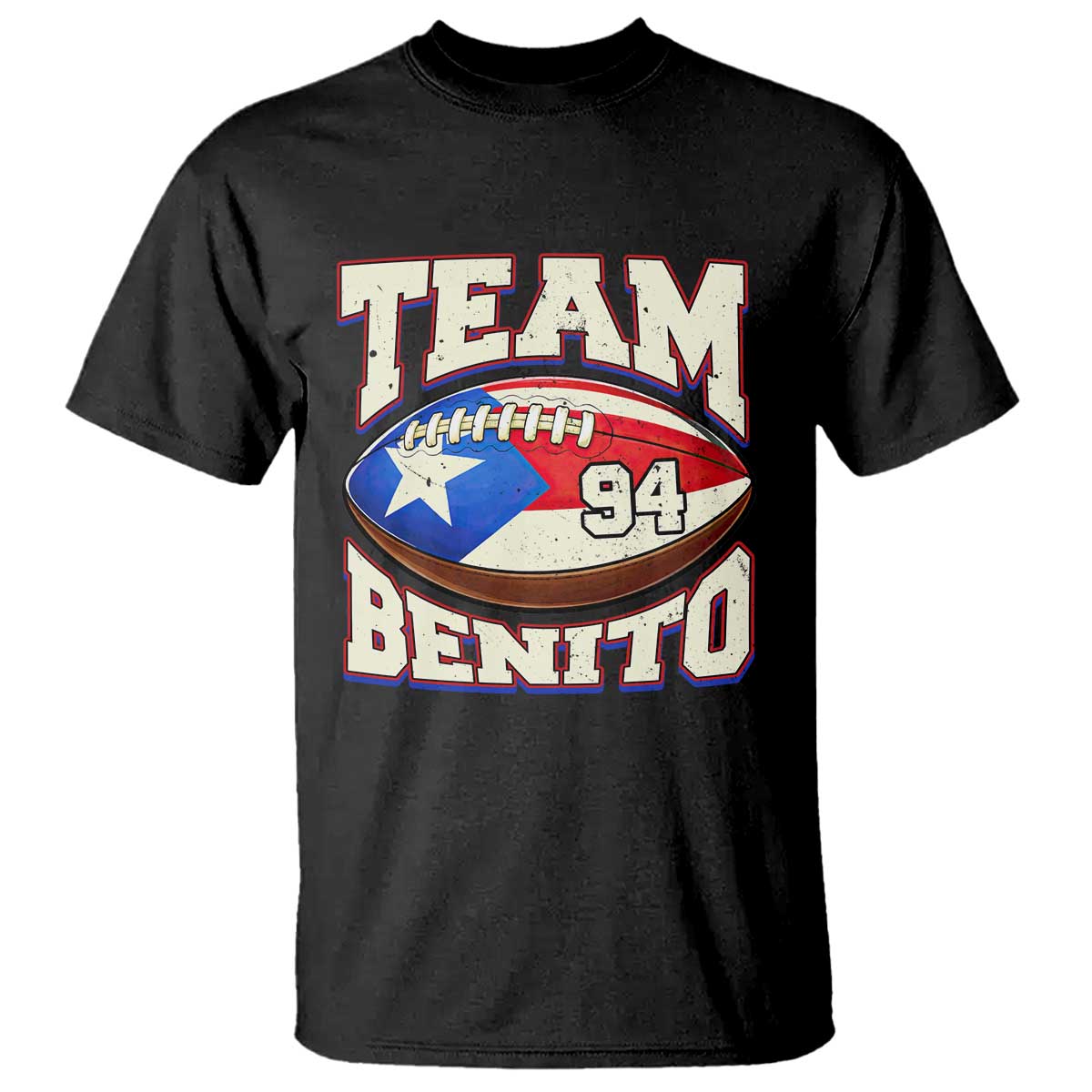 Team Benito Puerto Rico Football Pride T Shirt Number 94 Vintage Game Day Music Artist Fan TS02 Black Print Your Wear