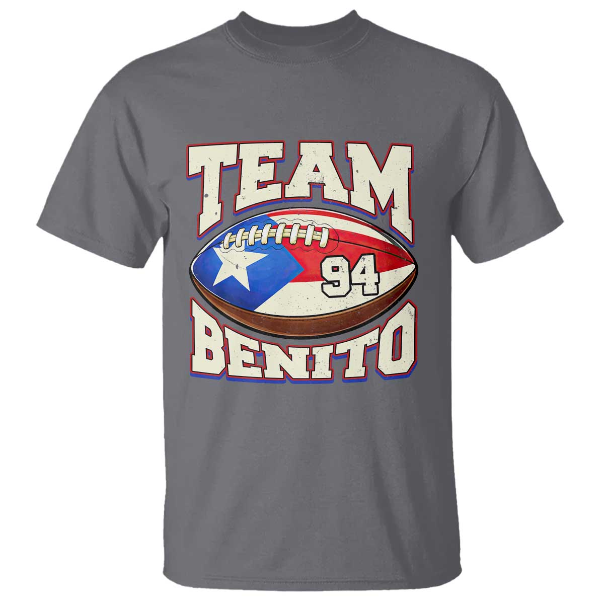 Team Benito Puerto Rico Football Pride T Shirt Number 94 Vintage Game Day Music Artist Fan TS02 Charcoal Print Your Wear