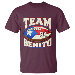 Team Benito Puerto Rico Football Pride T Shirt Number 94 Vintage Game Day Music Artist Fan TS02 Maroon Print Your Wear