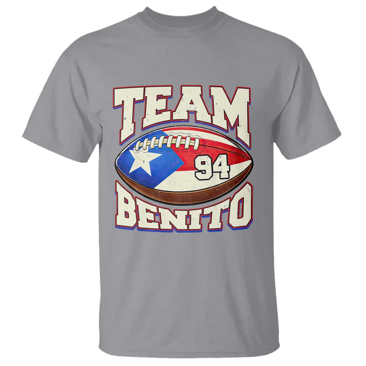 Team Benito Puerto Rico Football Pride T Shirt Number 94 Vintage Game Day Music Artist Fan TS02 Sport Gray Print Your Wear