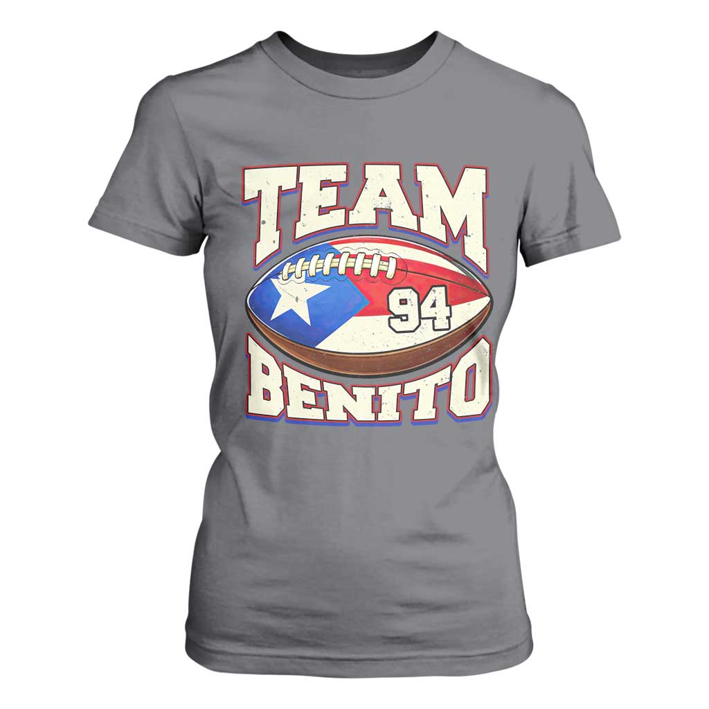 Team Benito Puerto Rico Football Pride T Shirt For Women Number 94 Vintage Game Day Music Artist Fan TS02 Charcoal Print Your Wear