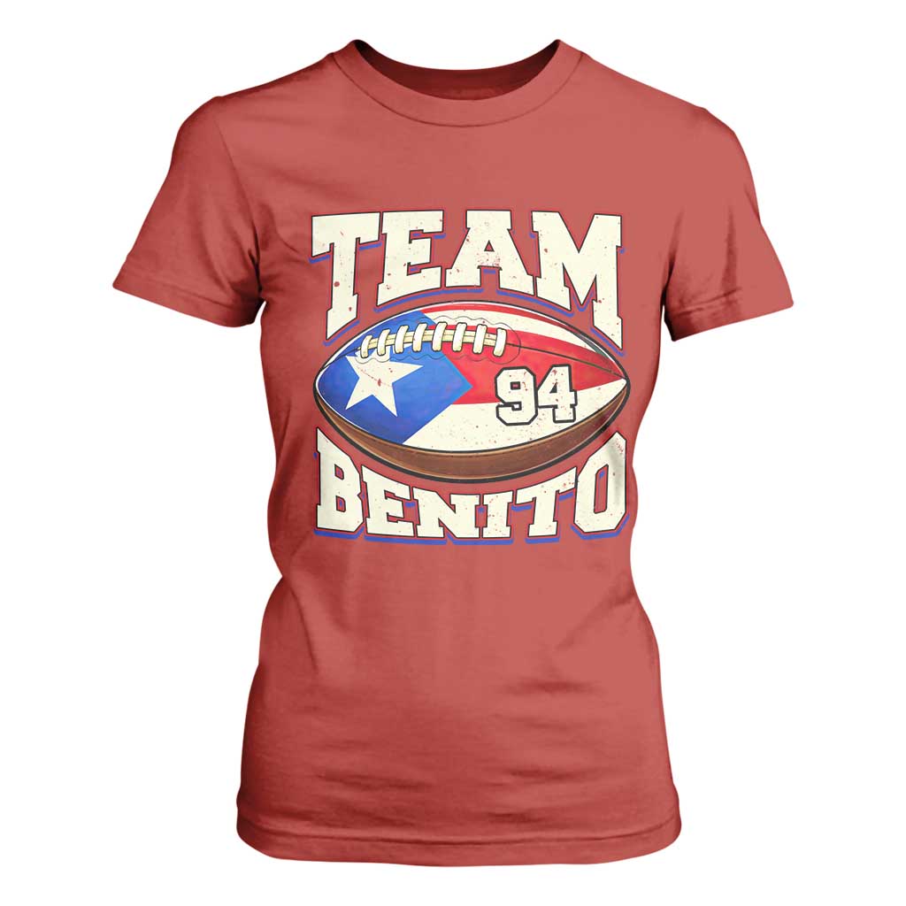 Team Benito Puerto Rico Football Pride T Shirt For Women Number 94 Vintage Game Day Music Artist Fan TS02 Red Print Your Wear