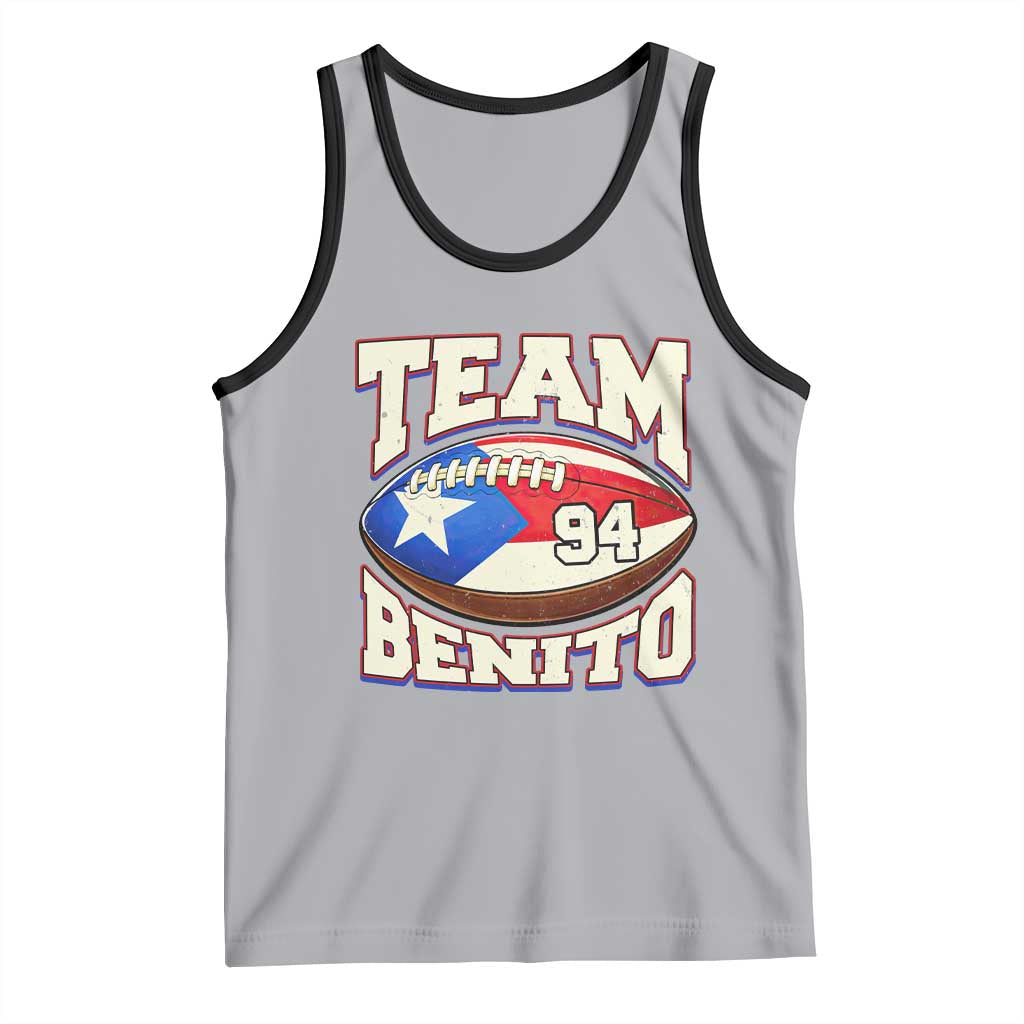 Team Benito Puerto Rico Football Pride Tank Top Number 94 Vintage Game Day Music Artist Fan TS02 Athletic Heather Black Print Your Wear