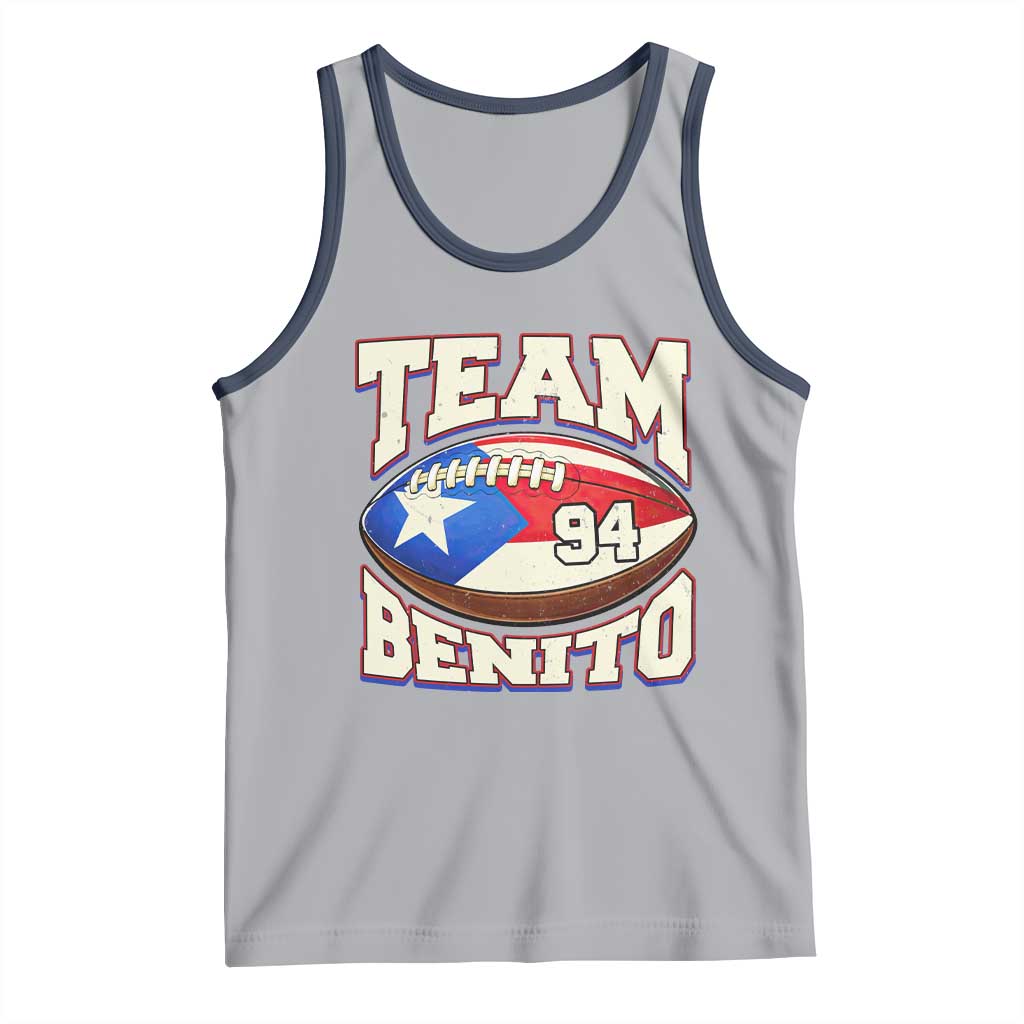 Team Benito Puerto Rico Football Pride Tank Top Number 94 Vintage Game Day Music Artist Fan TS02 Athletic Heather Navy Print Your Wear