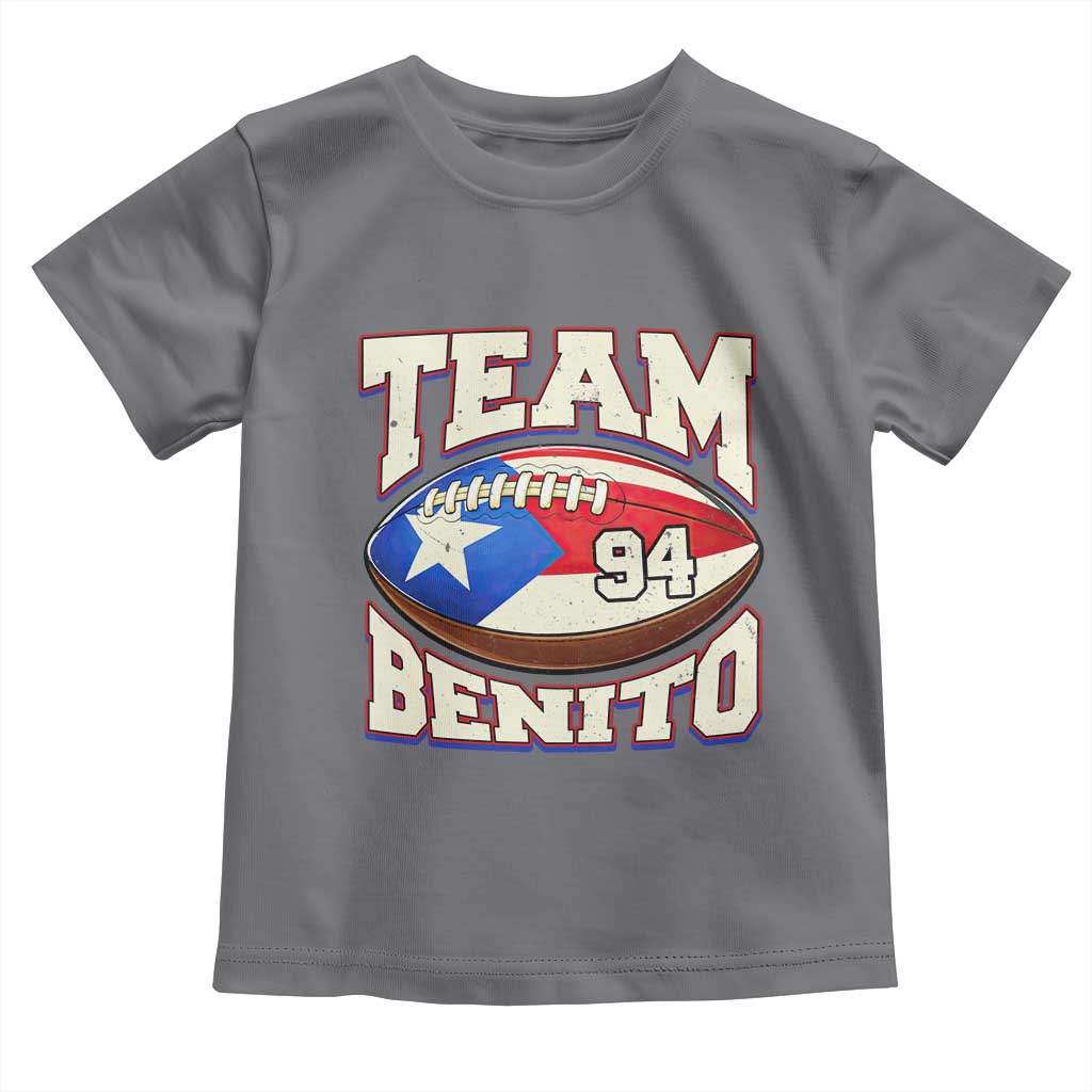 Team Benito Puerto Rico Football Pride Toddler T Shirt Number 94 Vintage Game Day Music Artist Fan TS02 Charcoal Print Your Wear
