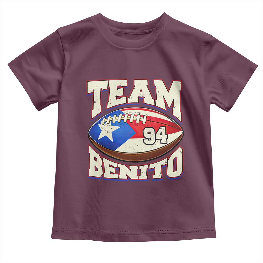 Team Benito Puerto Rico Football Pride Toddler T Shirt Number 94 Vintage Game Day Music Artist Fan TS02 Maroon Print Your Wear