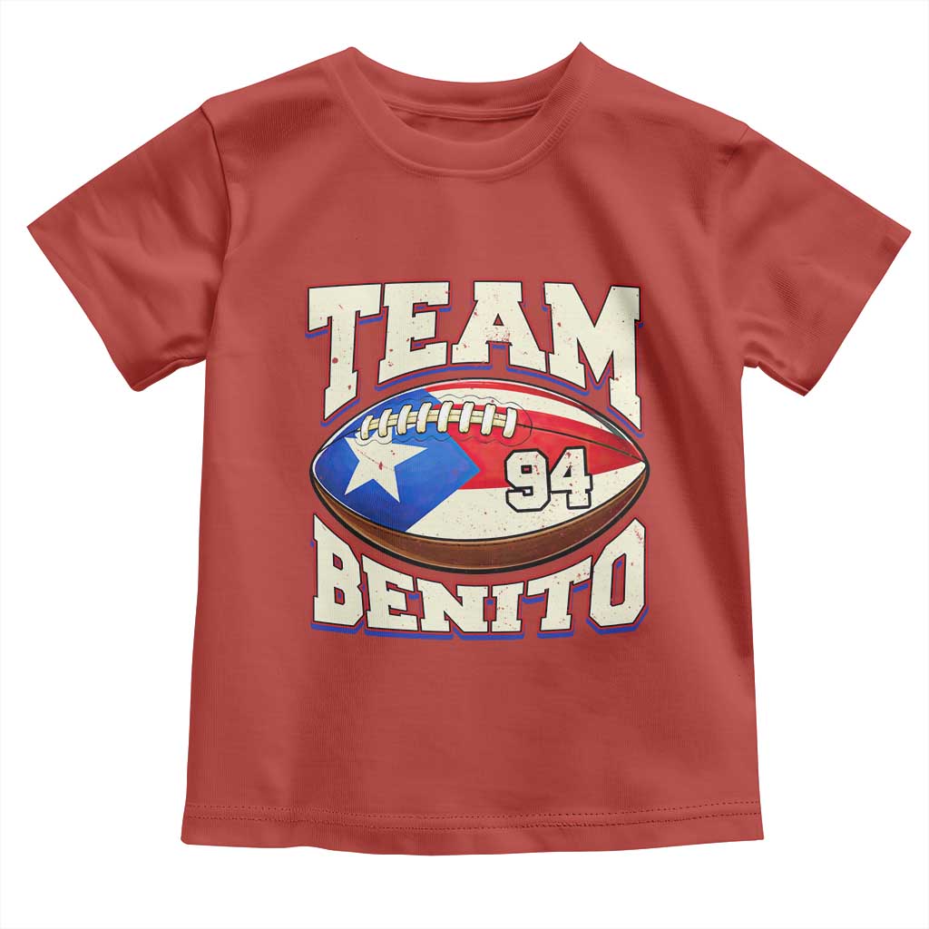 Team Benito Puerto Rico Football Pride Toddler T Shirt Number 94 Vintage Game Day Music Artist Fan TS02 Red Print Your Wear