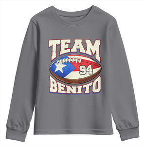 Team Benito Puerto Rico Football Pride Youth Sweatshirt Number 94 Vintage Game Day Music Artist Fan TS02 Charcoal Print Your Wear