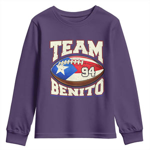 Team Benito Puerto Rico Football Pride Youth Sweatshirt Number 94 Vintage Game Day Music Artist Fan TS02 Purple Print Your Wear