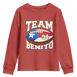 Team Benito Puerto Rico Football Pride Youth Sweatshirt Number 94 Vintage Game Day Music Artist Fan TS02 Red Print Your Wear