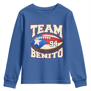Team Benito Puerto Rico Football Pride Youth Sweatshirt Number 94 Vintage Game Day Music Artist Fan TS02 Royal Blue Print Your Wear