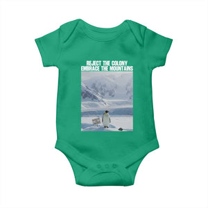 Funny Nihilist Penguin Existential Meme Baby Onesie Reject the Colony Embrace the Mountains TS02 Irish Green Print Your Wear