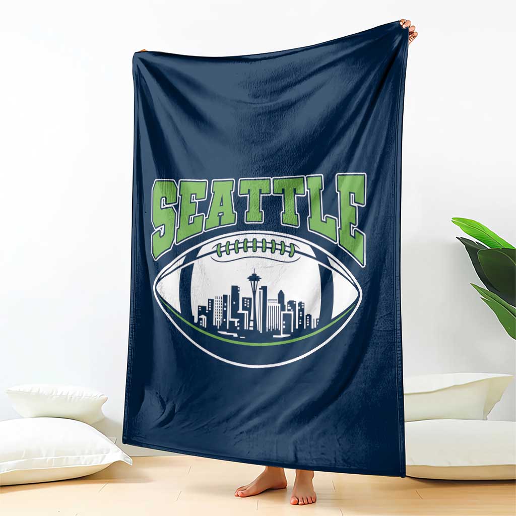 Seattle City Skyline Football Graphic Throw Blanket Sports Fan Game Day Pride TS02 Print Your Wear