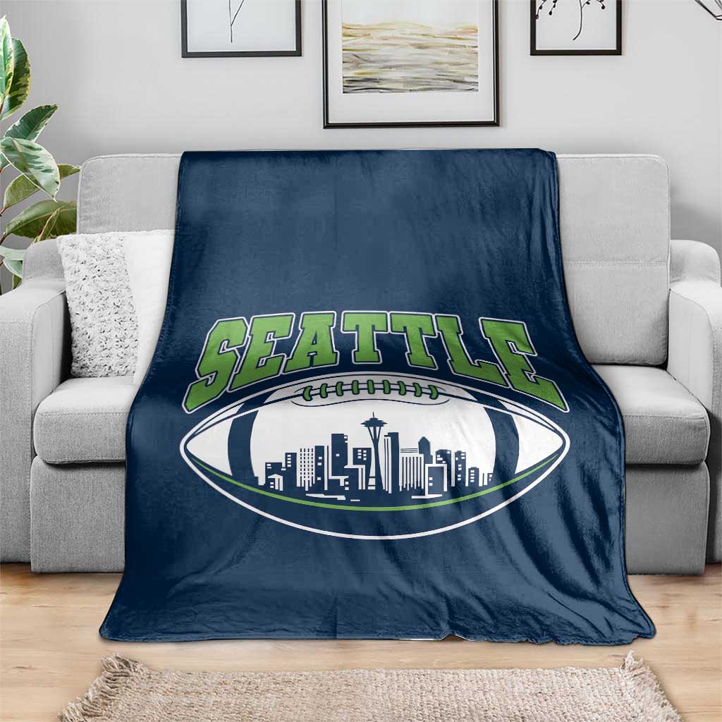 Seattle City Skyline Football Graphic Throw Blanket Sports Fan Game Day Pride TS02 Print Your Wear