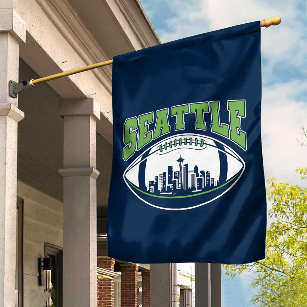 Seattle City Skyline Football Graphic Garden Flag Sports Fan Game Day Pride TS02 Print Your Wear