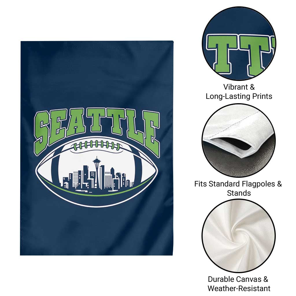 Seattle City Skyline Football Graphic Garden Flag Sports Fan Game Day Pride TS02 Print Your Wear