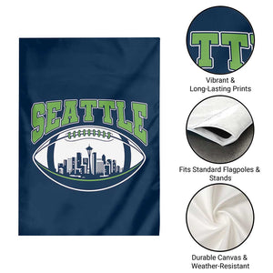 Seattle City Skyline Football Graphic Garden Flag Sports Fan Game Day Pride TS02 Print Your Wear