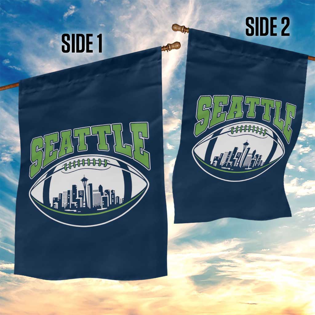 Seattle City Skyline Football Graphic Garden Flag Sports Fan Game Day Pride TS02 Print Your Wear