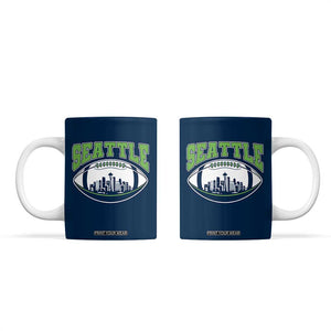 Seattle City Skyline Football Graphic Coffee Mug Sports Fan Game Day Pride TS02 Navy Print Your Wear