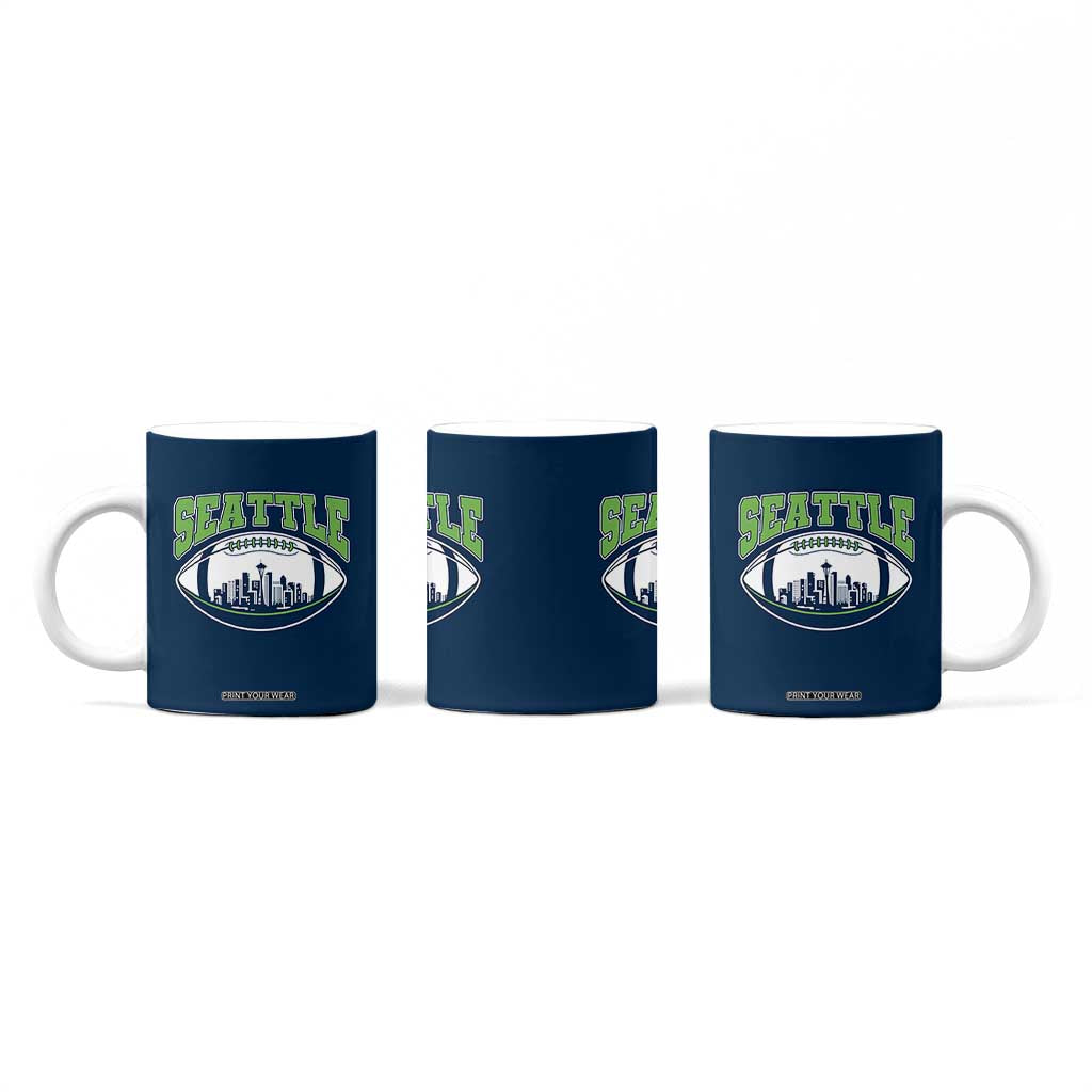 Seattle City Skyline Football Graphic Coffee Mug Sports Fan Game Day Pride TS02 Print Your Wear