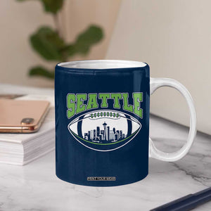 Seattle City Skyline Football Graphic Coffee Mug Sports Fan Game Day Pride TS02 Print Your Wear
