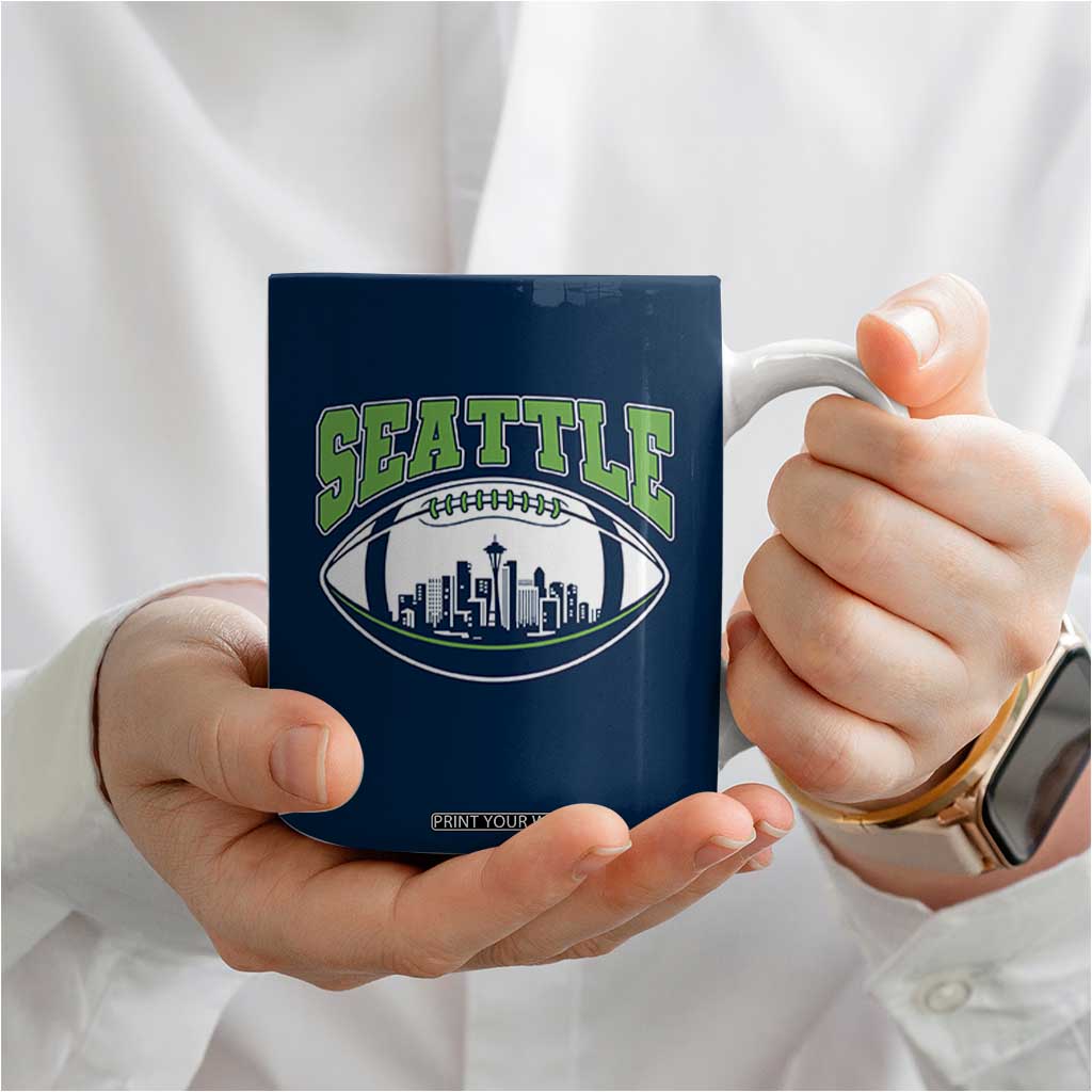 Seattle City Skyline Football Graphic Coffee Mug Sports Fan Game Day Pride TS02 Print Your Wear