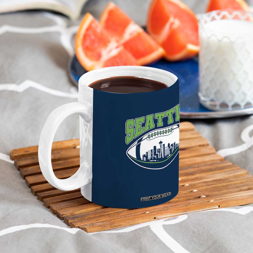 Seattle City Skyline Football Graphic Coffee Mug Sports Fan Game Day Pride TS02 Print Your Wear