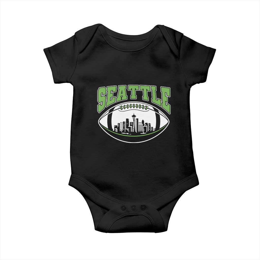 Seattle City Skyline Football Graphic Baby Onesie Sports Fan Game Day Pride TS02 Black Print Your Wear