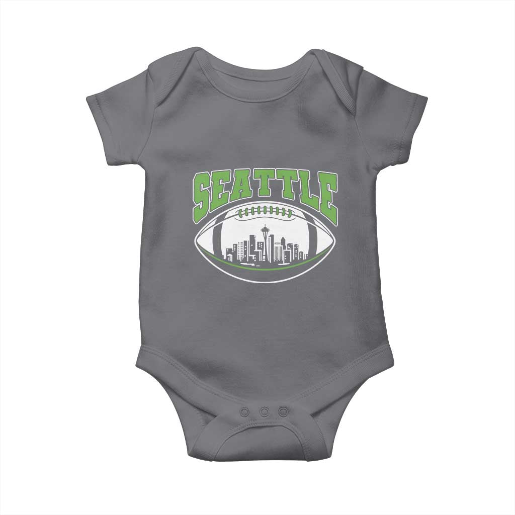 Seattle City Skyline Football Graphic Baby Onesie Sports Fan Game Day Pride TS02 Charcoal Print Your Wear