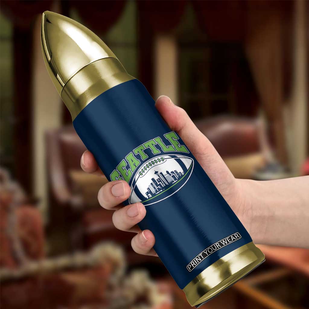 Seattle City Skyline Football Graphic Bullet Tumbler Sports Fan Game Day Pride TS02 Print Your Wear