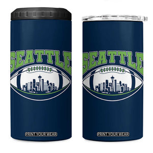 Seattle City Skyline Football Graphic 4 in 1 Can Cooler Tumbler Sports Fan Game Day Pride TS02 One Size: 16 oz Navy Print Your Wear