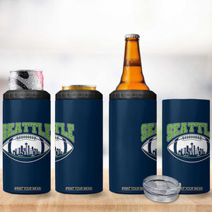Seattle City Skyline Football Graphic 4 in 1 Can Cooler Tumbler Sports Fan Game Day Pride TS02 Print Your Wear