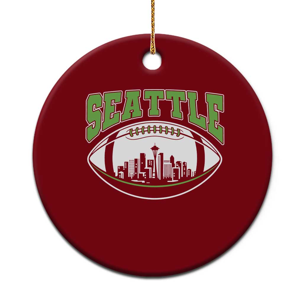 Seattle City Skyline Football Graphic Ceramic Ornament Sports Fan Game Day Pride TS02 1pc Red Print Your Wear