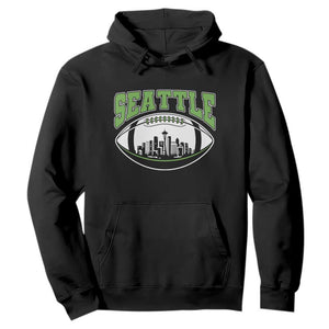 Seattle City Skyline Football Graphic Hoodie Sports Fan Game Day Pride TS02 Black Print Your Wear