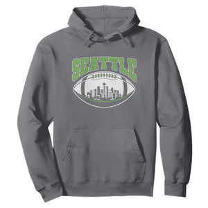 Seattle City Skyline Football Graphic Hoodie Sports Fan Game Day Pride TS02 Charcoal Print Your Wear