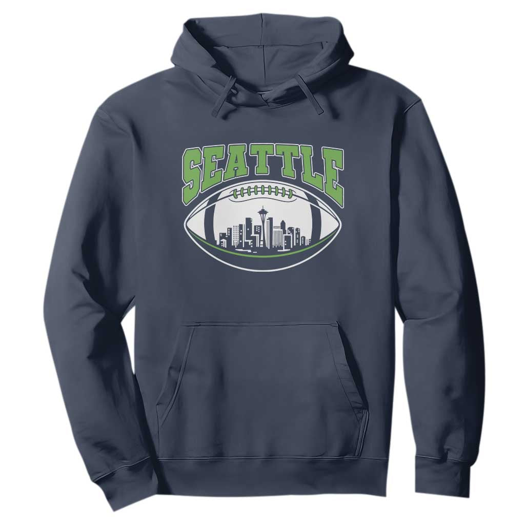 Seattle City Skyline Football Graphic Hoodie Sports Fan Game Day Pride TS02 Navy Print Your Wear