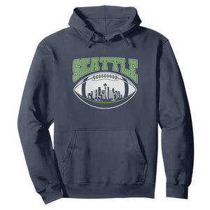 Seattle City Skyline Football Graphic Hoodie Sports Fan Game Day Pride TS02 Navy Print Your Wear