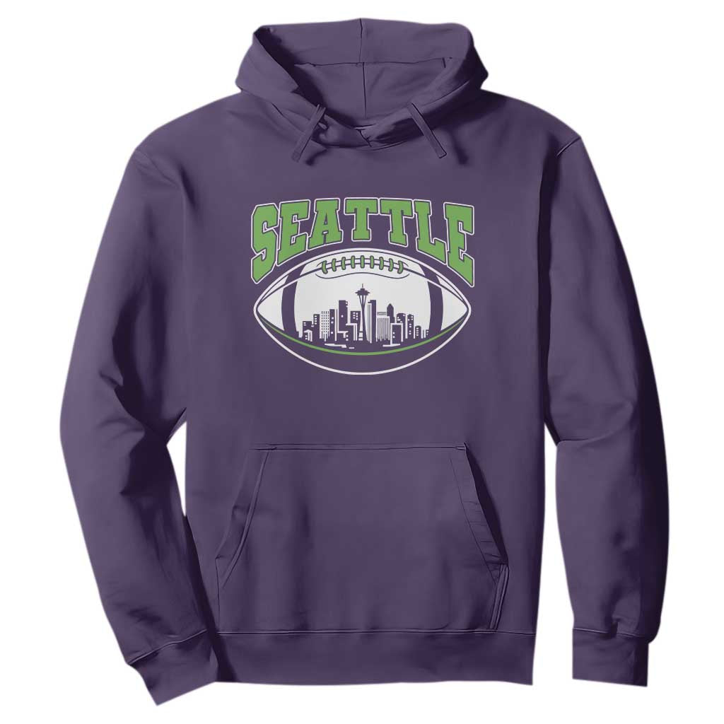 Seattle City Skyline Football Graphic Hoodie Sports Fan Game Day Pride TS02 Purple Print Your Wear