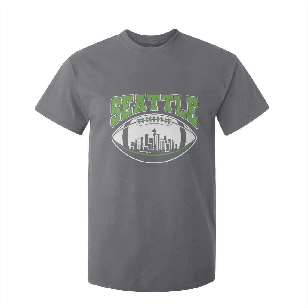 Seattle City Skyline Football Graphic T Shirt For Kid Sports Fan Game Day Pride TS02 Charcoal Print Your Wear