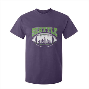 Seattle City Skyline Football Graphic T Shirt For Kid Sports Fan Game Day Pride TS02 Purple Print Your Wear